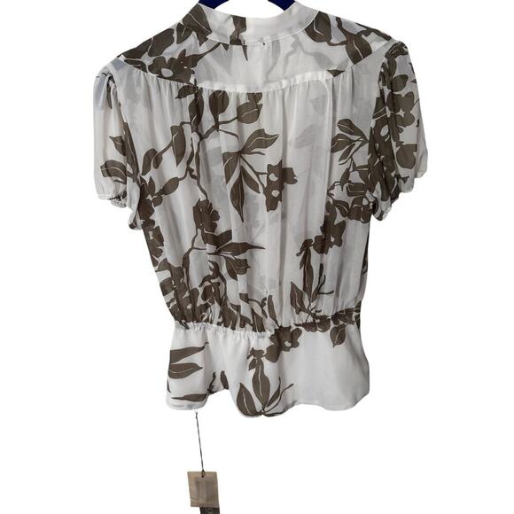 NWT Eva Mendes by New York and Company sheer puff sleeve wrap blouse size small - Picture 5 of 13